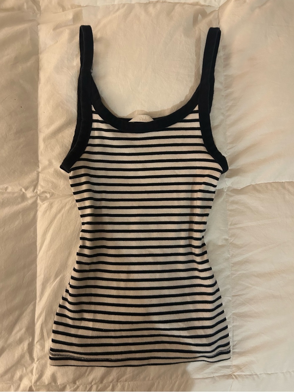 H&M black and white striped tank top